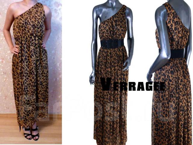 леопардовое платье в пол 
