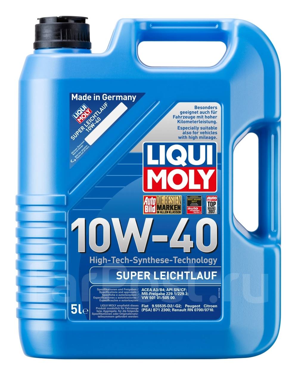 Синт. мот. масло Super Leichtlauf 10W-40 SN A3/B4 (1л) (9503) 1928 НС-  Liqui MOLY, гидрокрекинговое, 1,00 л. Цена: 1 480₽ в Новосибирске