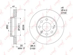 ���� ��������� ������������� �������� 236x20 ��� OPEL Astra F, Daewoo Lanos, OPEL Vectra A LYNXauto BN-1120 BN1120 ����