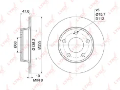 ������ ��������������� ��������� ���� 255x10 ��� AUDI A6, AUDI Allroad LYNXauto BN-1197 BN1197 ����