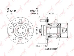������� ������ ������ ������ ����� ��� Toyota Crown, Lexus IS, Lexus GS LYNXauto WH-1063 WH1063 ����