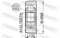 ���� ���������� 33x94, ��������, ������, ����� ��� Volkswagen GOLF, Volkswagen Passat, AUDI 80 Febest 2311-GV 2311GV ����