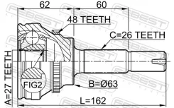 ���� �������� 27x63.3x26, �������� ������, ����� ��� Toyota Camry, Toyota NOAH/VOXY, Toyota Corolla Febest 0110-072A48 0110072A48 ����