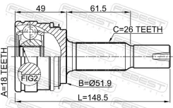 ���� �������� ������ 18x52x26 Febest 0110ACA33R 0110ACA33R ����
