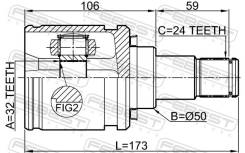  0111-CDT220LH  32x50x24 (43040-05070) Febest 0111CDT220LH 