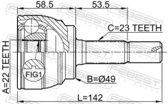 ���� �������� 22x49x23, ��������, ������, ����� ��� Dacia Logan, Nissan NOTE, Nissan Micra Febest 0210-E11 0210E11 ����
