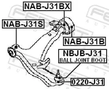 ����� ������� ��������� ������� ������ ������, ����� ��� Nissan X-Trail, Nissan Qashqai, Renault Koleos Febest 0220-J31 0220J31 ����