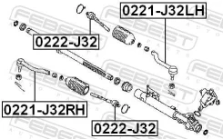 ���������� ������� ���� Nissan Teana RUS MAKE J32R 2009.06-2013.12 ����. Febest 0221J32RH ����