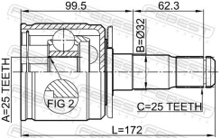 ���� ���������� 25x32x25 | ����� ��� | Febest 0411-V43LH 0411V43LH ����