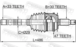 ���� �������� � ����� 33x485x30, �������� ����� ��� Mitsubishi L200 Mitsubishi, Mitsubishi Pajero, Mitsubishi L 200 Febest 0414-KB4A47L 0414KB4A47L ��...