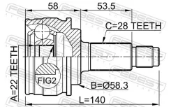 ���� �������� ������ SU-049, 44119-65J10, 22*58.3*28, 0710GVJB, Febest (C / 38 / 38) 0710GVJB ����