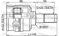 ���� ���������� 22x41x25, �������� ����� ��� Hyundai i30, KIA CEED, KIA Cerato Febest 1211-SOL2WD 1211SOL2WD ����