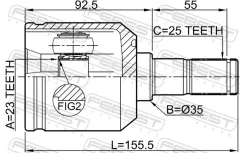 ���� ���������� 23x35x25, ��������, ������ ����� ��� Hyundai Elantra, Hyundai Santa FE, Hyundai Tucson Febest 1211-Tucrr 1211TUCRR ����