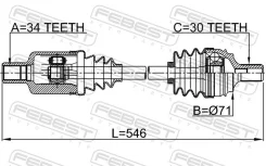������ �������� ����� 34x546x30 Febest 1614-221FLH 1614221FLH ����