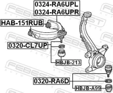 ����������� ��������� �������� ������ ������ ����� ��� Honda Accord, Honda Avancier, Honda Shuttle Febest HAB-151RUB HAB151RUB ����