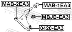 ����������� ��������� ������, ��������, ������, ����� ��� Mitsubishi Eclipse, Subaru Forester, Mitsubishi Galant Febest MAB-2EA3 MAB2EA3 ����