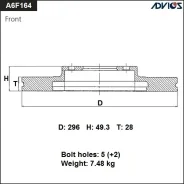 ���� ��������� FR Camry ACV40 ACV50 Advics A6F164, ������ �������� A6F164 ����