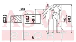 ���� �������� 22x55.6x26 ASVA (��������� 1 ��. ) ASVA TY-89 TY89 ����
