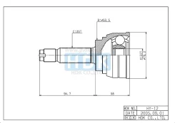 ���� �������� /������ /����� HDK ��� Hyundai Accent 2002-2003 Getz 2002-; 22*52.5*25; HY-012; (TG-4812Z48 HY-012A48) 495001C260 HY012 ����