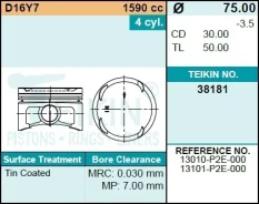 ������� Teikin D16Y7 (+050) D75 (�-� 4��) 38181050 ����� 38181050 ����
