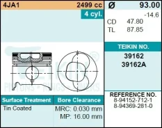 ������� Isuzu 4JA1, 4JB1, �������� 4 ��. Teikin ��-00019837 39162STD ����