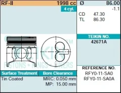 ������ (�-� 4��) 0,50 RF Mazda 626Wagon 97- 86/2/2/4 d=30 RFY0-11-SA0 ���� KG417/026. CN.02.15701 Teikin ���. 42671A 0,50 42671A050 ����