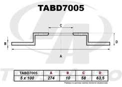 ��������� ���� (TA); TABD7005 (RR) Forester S13 SJ5 (12-)/Impreza GJ GJ3, GJ6, GJ7 (11-)/Impreza GP WGN G23 (12-), ������ ������ TABD7005 ����