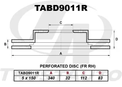��������� ���� (TA); TABD9011R (FR RH) LAND Cruiser UZJ200, VDJ200 (07-12)/Lexus 570 URJ201 (07-), ������ �������� TABD9011R ����