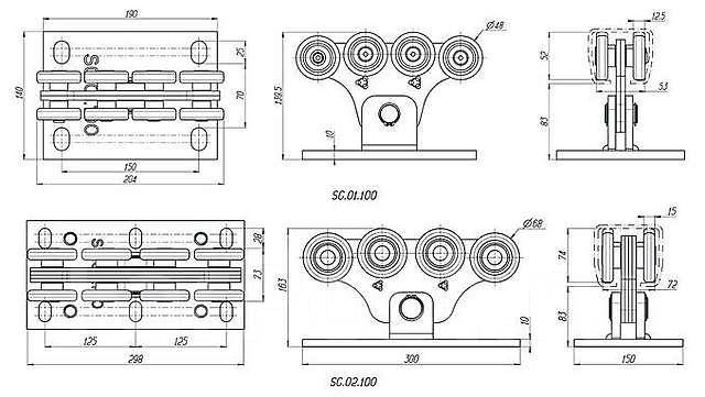Ролики для откатных ворот чертеж