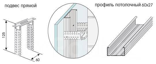 Подвес для гипсокартона чертеж