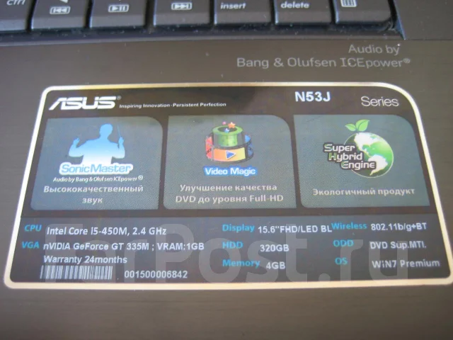 ASUS N53Jn. 2,4����, ��� 4 ��, ���� 320���, WiFi: 1, Bluetooth: 1 ����