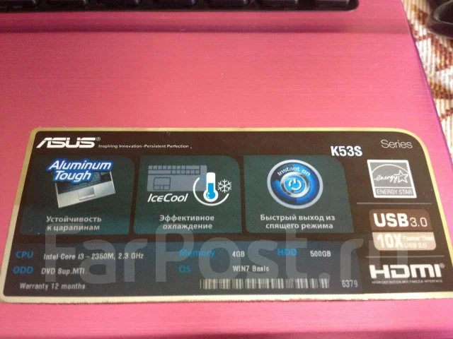 ASUS K53Sd. 2,3����, ��� 4 ��, ���� 500���, WiFi: 1, Bluetooth: 1 ����