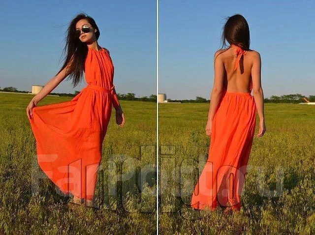 Оранжевое Платье В Пол фото 4