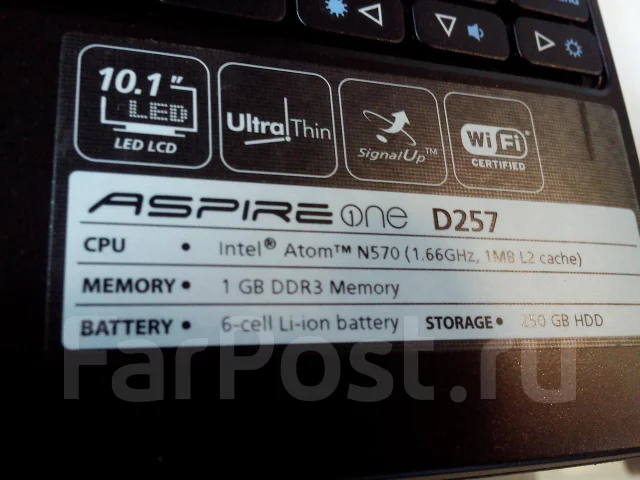 Acer Aspire One AOD260-2B. 1,6����, ���� 250���, WiFi: 1, Bluetooth: 1, ����������� �� 9��. ����