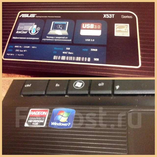 ASUS X53TA. 2,5����, ��� 3072 ��, ���� 160���, ����������� �� 35��. ����