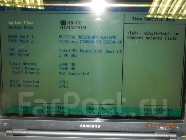 Samsung R510. 2����, ��� 2048 ��, ���� 160���, WiFi: 1, Bluetooth: 1, ����������� �� 2��. ����