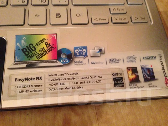 Packard Bell EasyNote NX69. 2,3����, ��� 6 ��, ���� 500���, WiFi: 1, Bluetooth: 1, ����������� �� 3��. ����