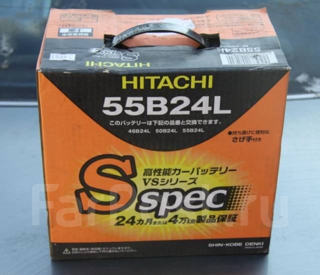 Новый Японский аккумулятор Hitachi 55B24L левый, малая клемма, 55 А.ч. во  Владивостоке