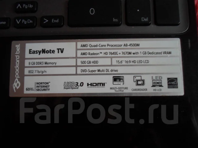 Packard Bell EasyNote. 1,9����, ��� 8 ��, ���� 500���, WiFi: 1, Bluetooth: 1, ����������� �� 3��. ����
