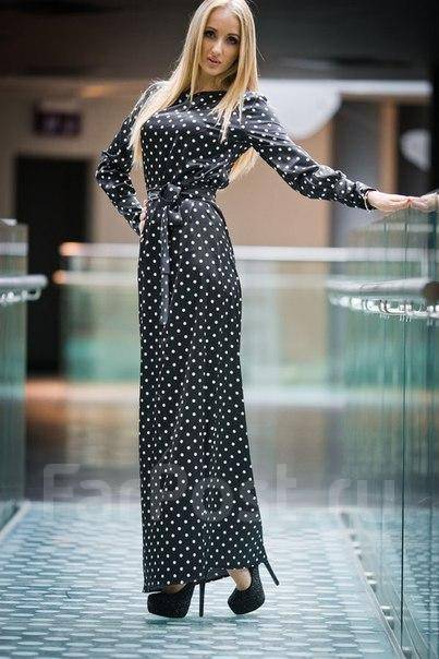 Шикарное платье в пол "Горох". Украина, размер: 44, 88,0 см, 68,0 см, 96,0 см, новый во Владивостоке
