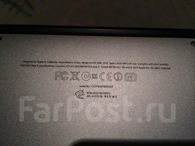 Apple MacBook Air 11 2011 Mid. 1,4����, ��� 2048 ��, ���� 128���, WiFi: 1, Bluetooth: 1, ����������� �� 7��. ����