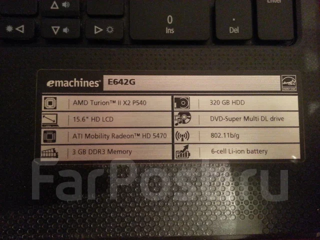eMachines E642G-P543G32Mikk. 2,4����, ��� 3072 ��, ���� 320���, WiFi: 1, Bluetooth: 1, ����������� �� 2��. ����