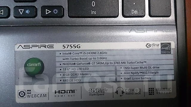 Acer Aspire 5755G-2434G64Mnks. 240����, ��� 2048 ��, ���� 1���, WiFi: 1, Bluetooth: 1, ����������� �� 3��. ����