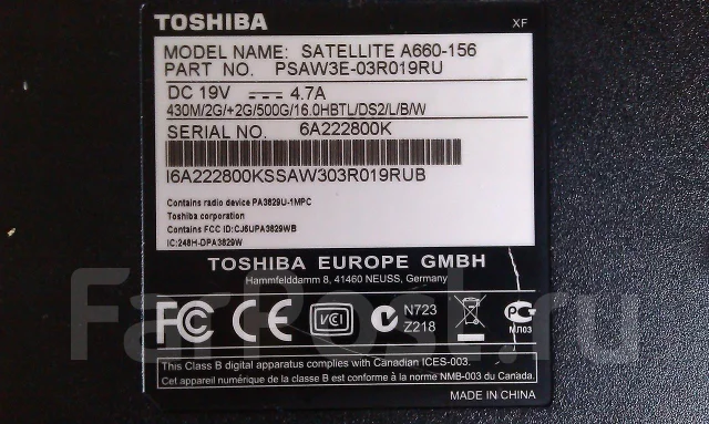 Toshiba Satellite A660-156. ��� 4 ��, WiFi: 1, Bluetooth: 1 ����