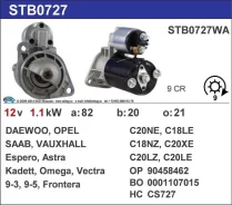 ������� Daewoo, Opel, Chevrolet CS727 12v 1.1kw 9t Espero WAI 2-319 0001107044, 90444193, 0001107015, M000T86781, 0001110042 ����