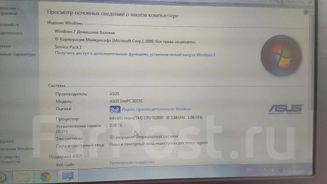 ASUS Eee PC 1025C. 1,8����, ��� 2048 ��, ���� 320���, WiFi: 1, Bluetooth: 1, ����������� �� 10��. ����
