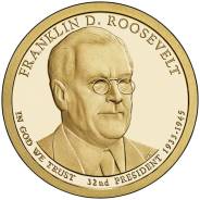 1$ 2014 г. США. 32-й президент Франклин Рузвельт