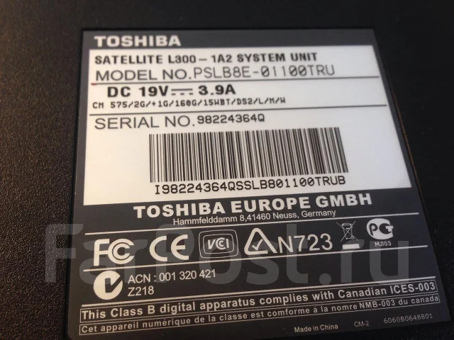 Toshiba Satellite L300. 2����, ��� 3072 ��, ���� 160���, WiFi: 1 ����