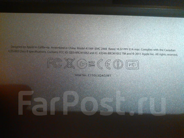Apple MacBook Air 13 2011 Mid MC965. 1,7����, ��� 4 ��, ���� 128���, WiFi: 1, ����������� �� 3��. ����