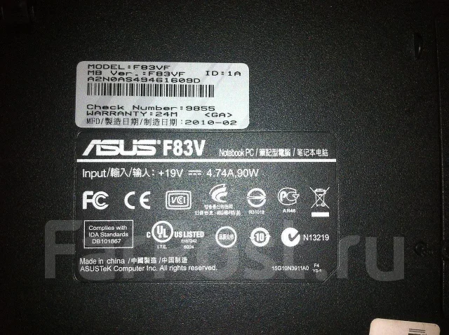 ASUS F83Vf. ���� 320���, WiFi: 1, Bluetooth: 1 ����